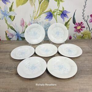 China pearl Sara 7.5" Salad Plates Lot Of 7 Blue Flowers 1986 CCA 1517